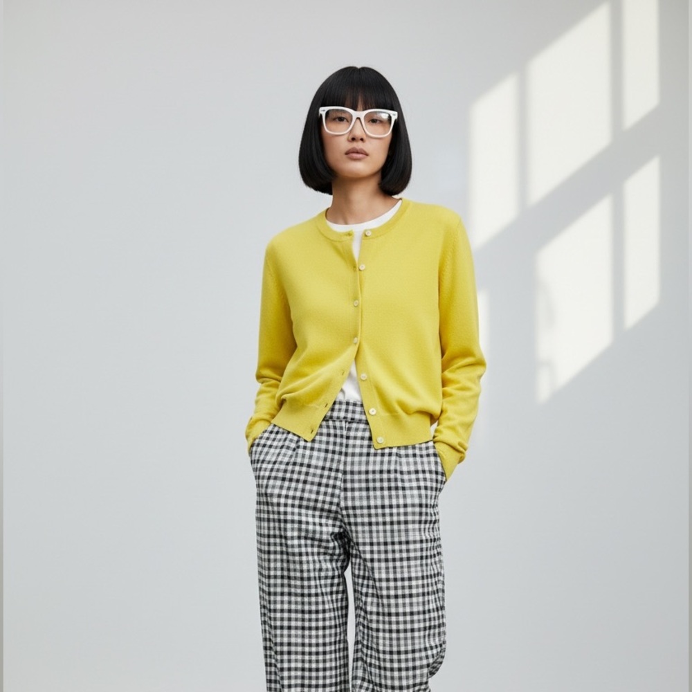 Womens Ann Taylor LOFT Preppy Spring Yellow Cotton Cardigan XS